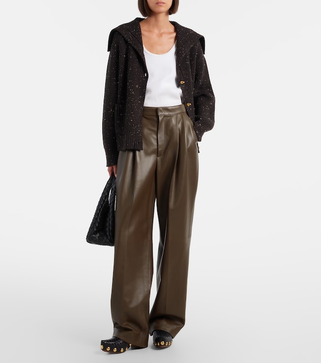 Bottega Veneta Pleated leather straight pants