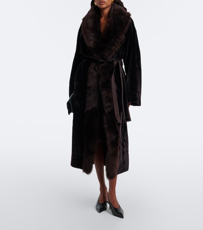 NOUR HAMMOUR Nour Hammour Isadora shearling wrap coat