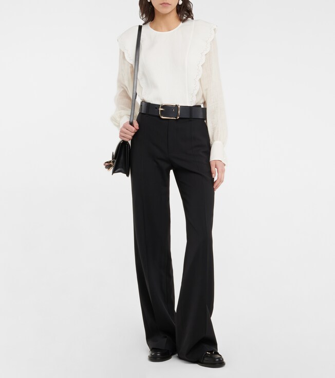 Chloé Broderie anglaise linen blouse