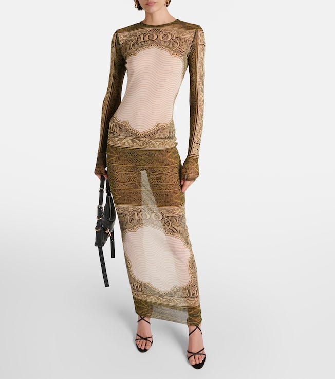 Jean Paul Gaultier Printed mesh maxi dress