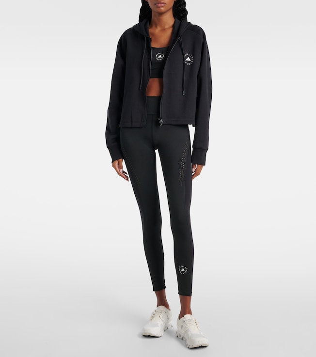 adidas by Stella McCartney Cropped cotton-blend jersey zip-up hoodie