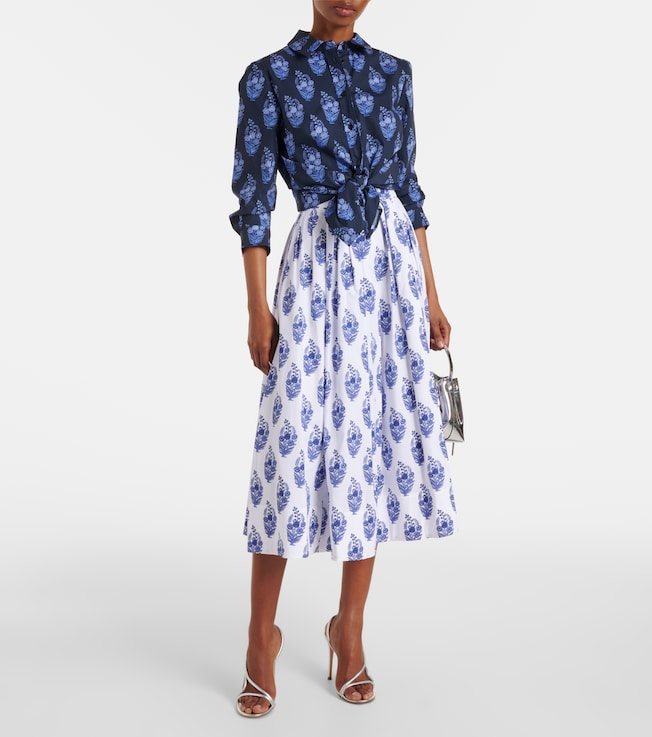 Carolina Herrera Floral cotton-blend midi skirt