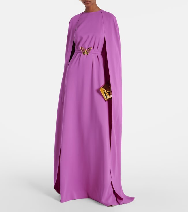 Oscar de la Renta Caped silk-blend gown