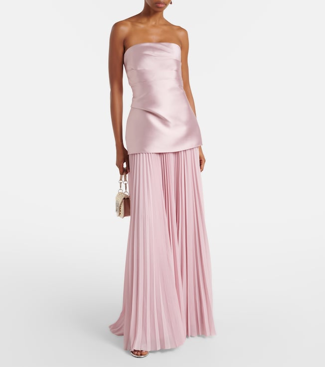 Solace London Claudette satin-trimmed bustier gown
