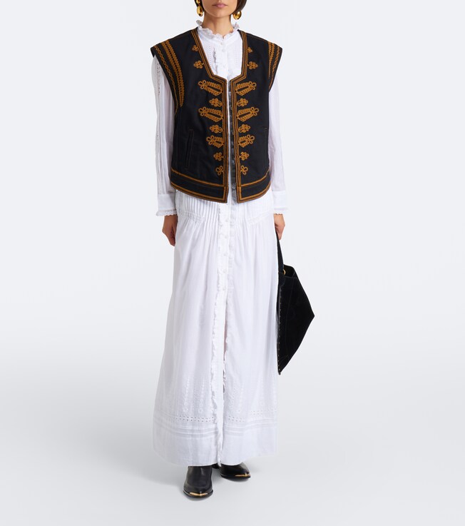 Marant Étoile Lonie embroidered ruffled cotton maxi dress