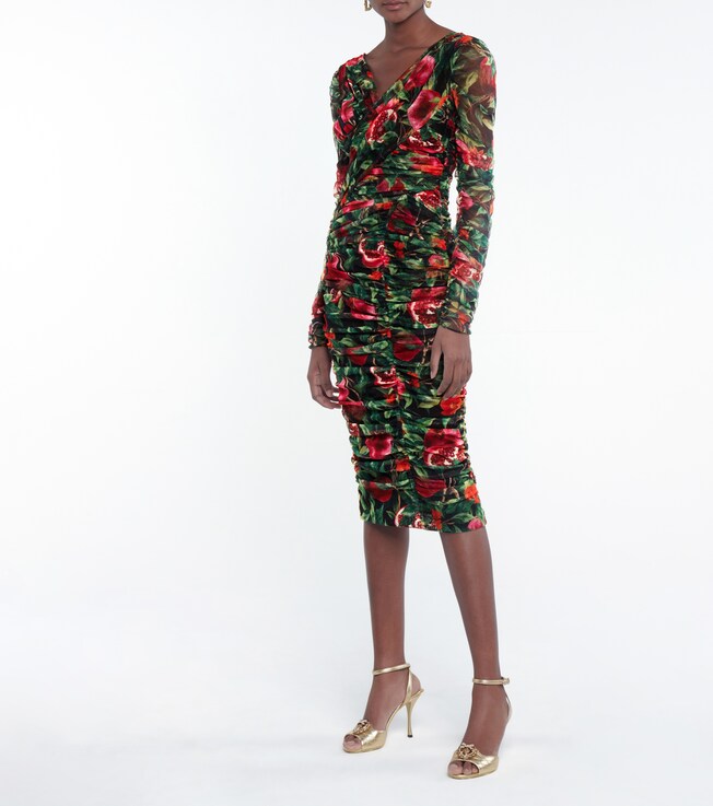 Dolce&Gabbana Pomegranate-printed cotton-blend midi dress