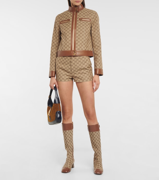 Gucci GG Supreme leather-trimmed shorts