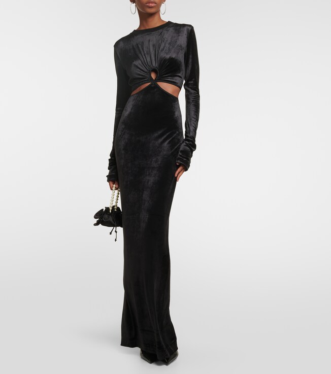 Nensi Dojaka Cutout velvet maxi dress 