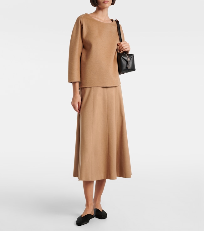 Max Mara Geneve camel hair midi skirt