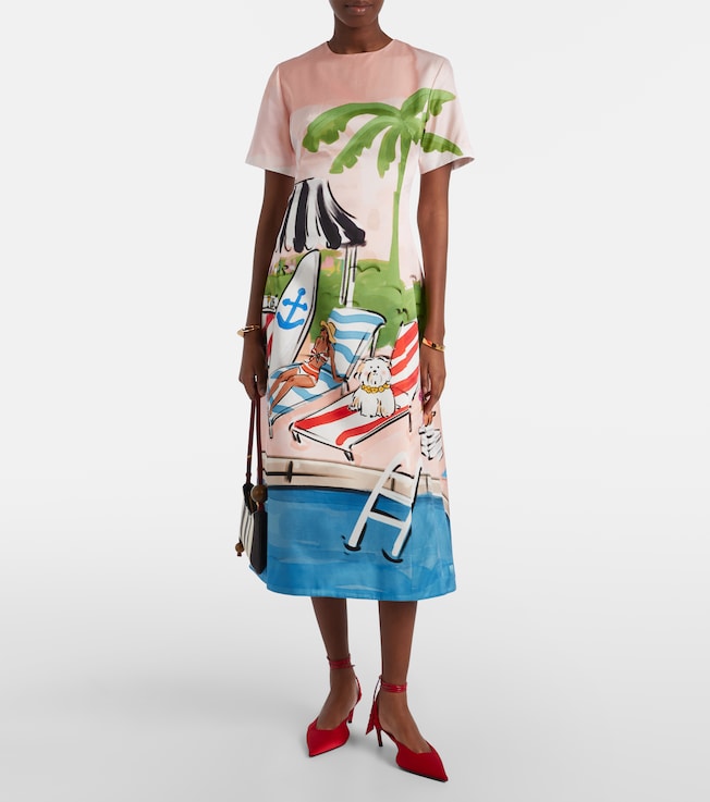 LEO LIN Caroline cotton and silk midi dress