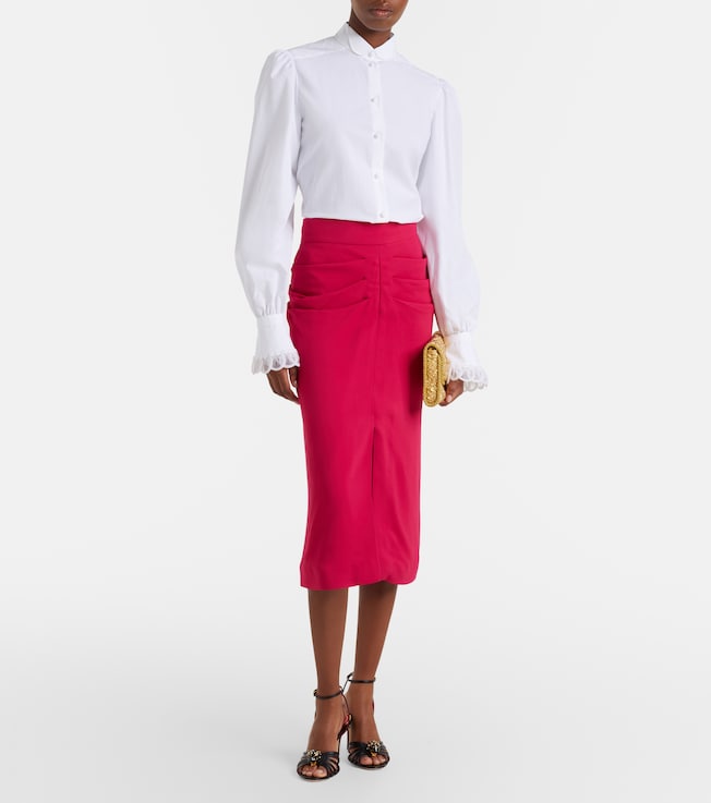 Valentino Gathered crêpe pencil skirt