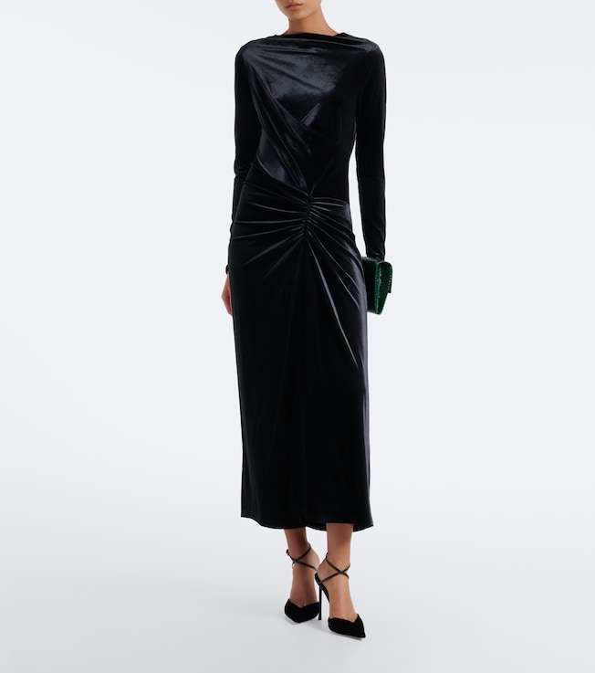 SIMKHAI Simkhai Ferrera gathered velvet midi dress