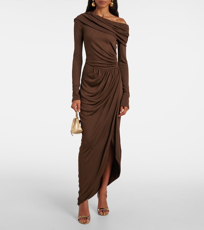 Oscar de la Renta Off-shoulder jersey gown