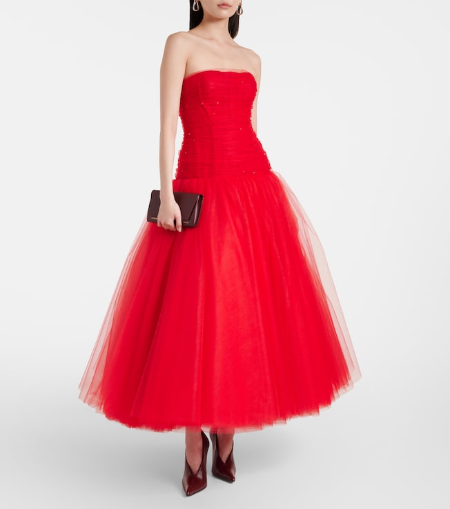 Carolina Herrera Embellished strapless tulle gown