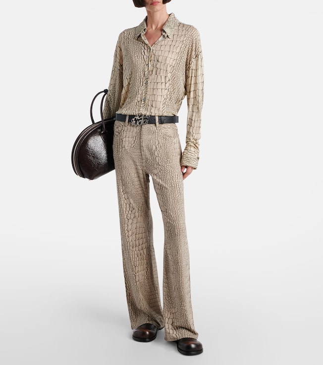 Acne Studios Printed high-rise crêpe straight pants