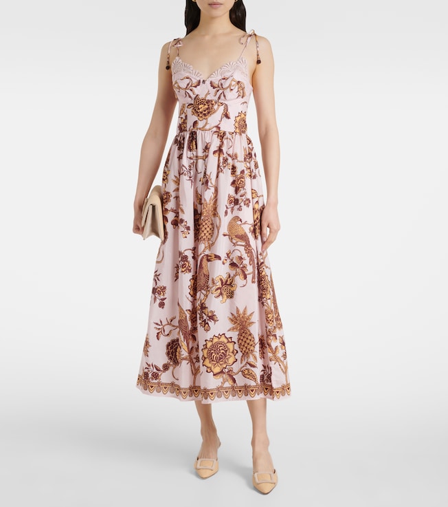 FARM Rio Tropical Landing cotton-blend midi dress