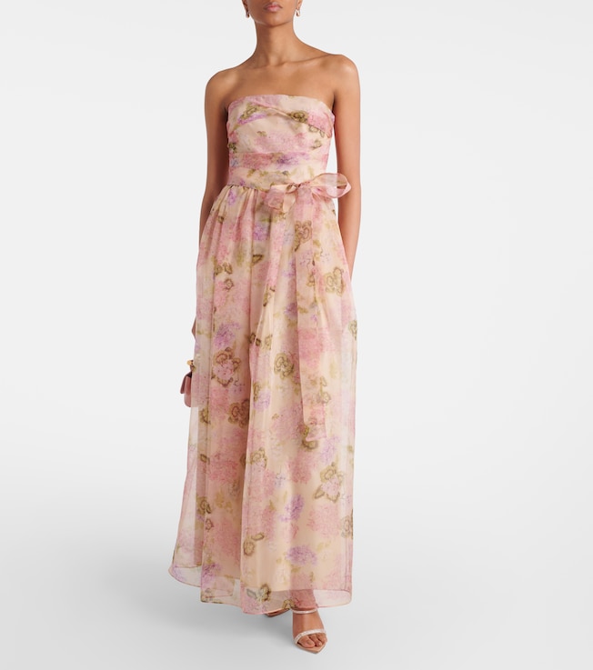 Max Mara Lisetta floral silk organza bustier gown