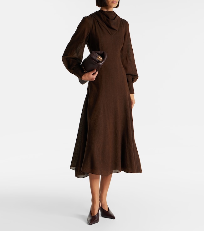 Emilia Wickstead Avara draped wool twill midi dress