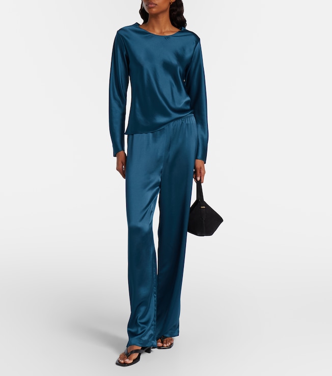 LESET Barb satin wide-leg pants