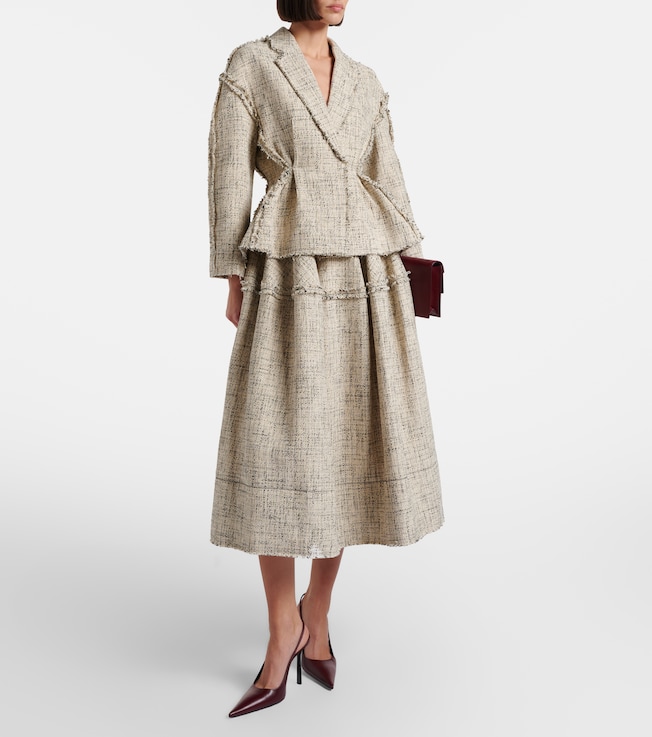 Erdem Cotton-blend tweed midi skirt
