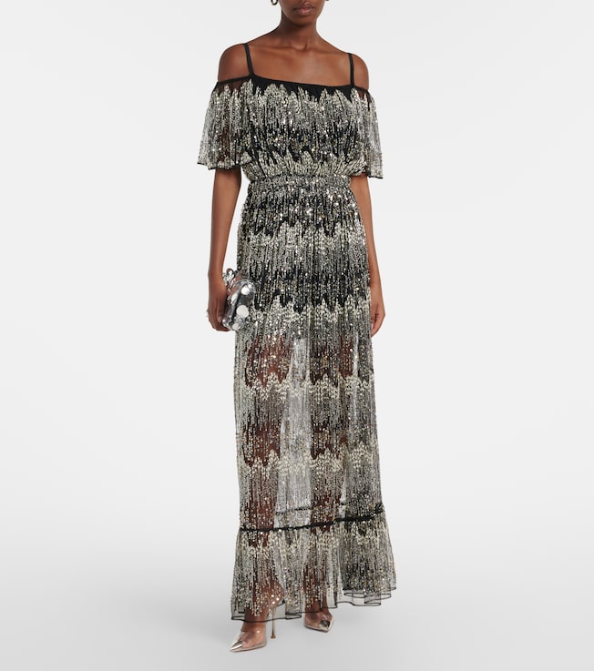 Rabanne Embellished off-shoulder gown