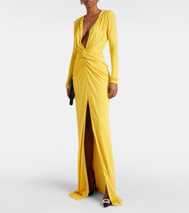 Costarellos Brienne gathered jersey gown 