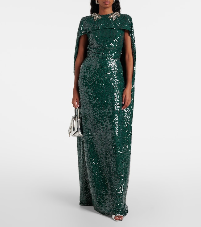 Erdem Sequined georgette caped gown