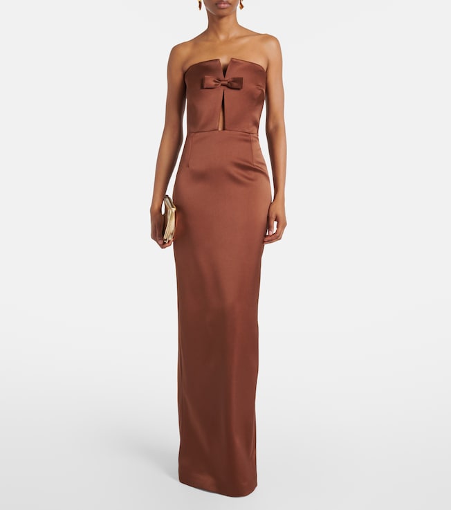 The New Arrivals Ilkyaz Ozel Holly bow-detail satin corset gown