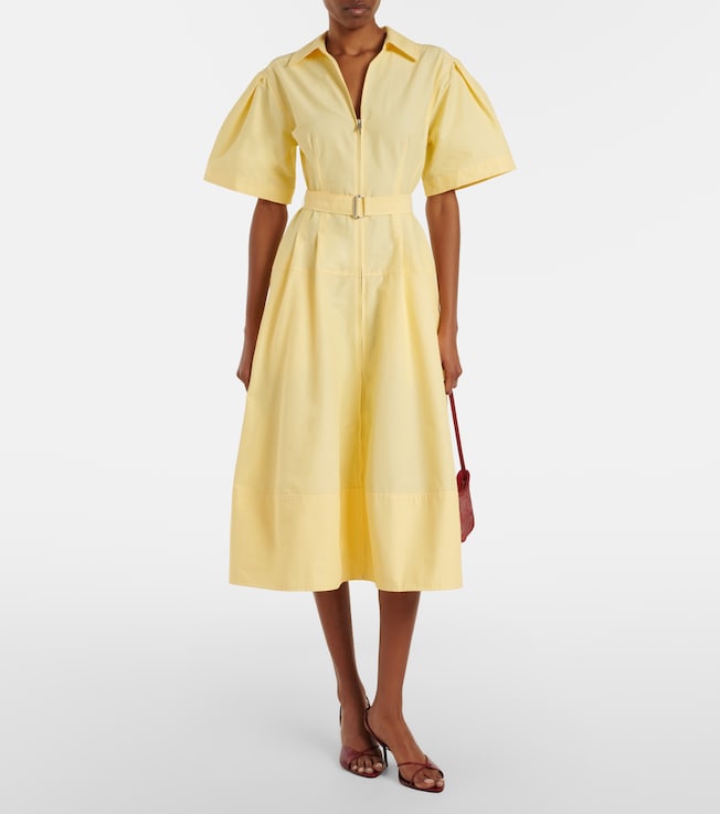  Belted cotton-blend shirt dress