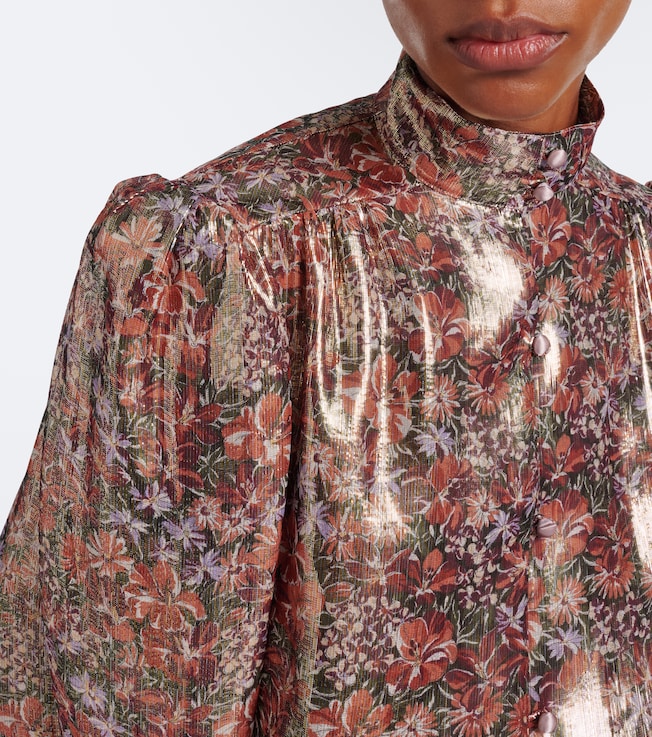 Valentino Garavani Valentino Garavani Floral silk-blend lamé blouse
