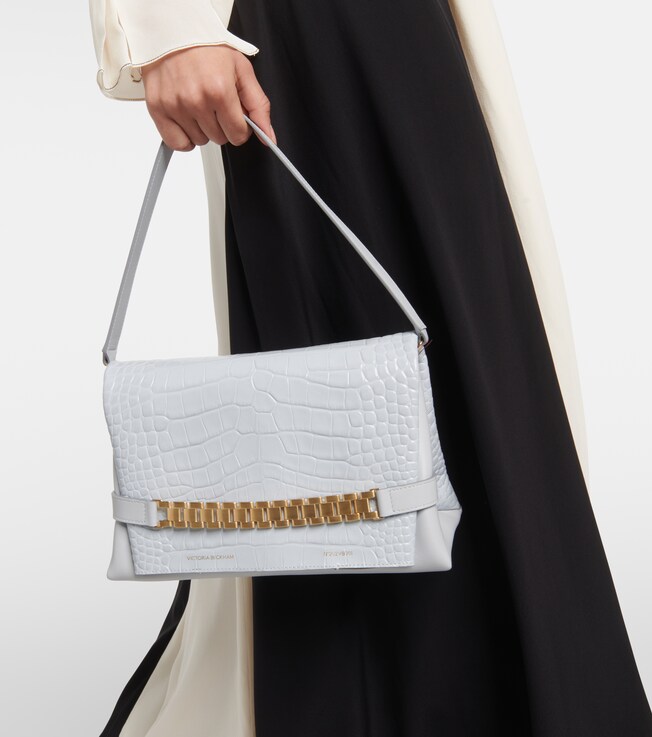 Sac Chain Pouch en cuir embossé | Victoria Beckham