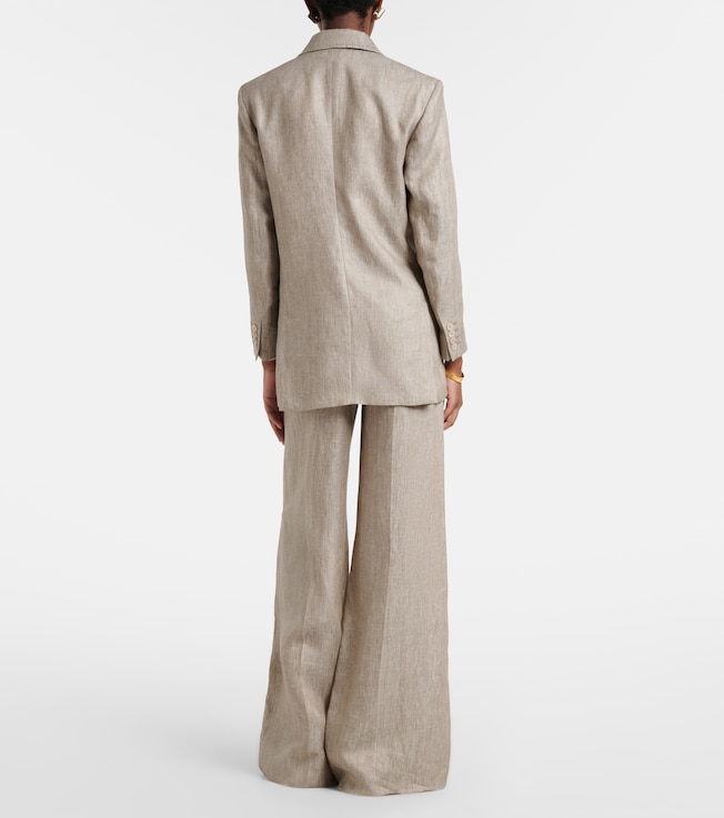  Max Mara Deserto herringbone linen wide-leg pants