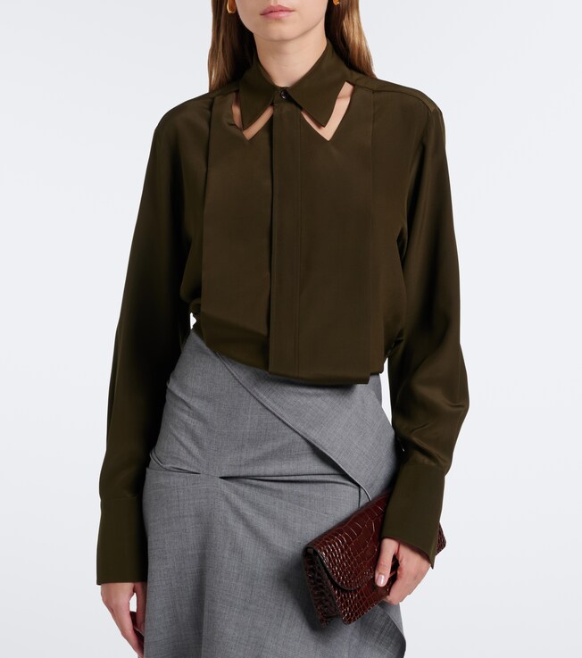 Victoria Beckham Cutout silk crêpe de chine blouse