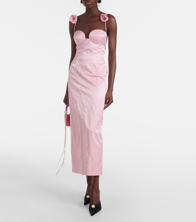 Magda Butrym Floral-appliqué cotton-blend bustier dress