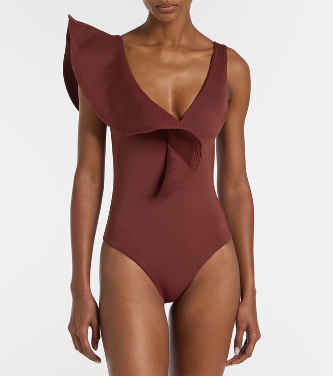 Johanna Ortiz Boleros asymmetric ruffled swimsuit