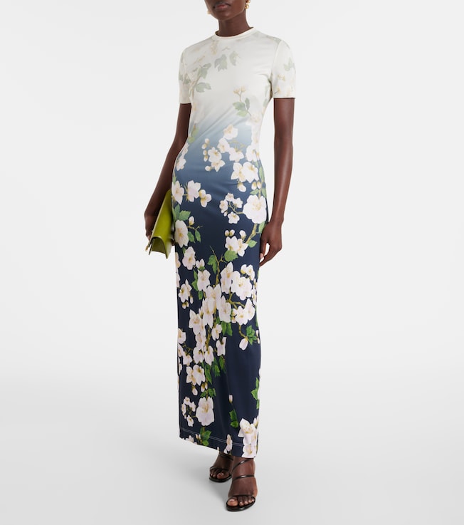 Oscar de la Renta Floral ombré maxi dress