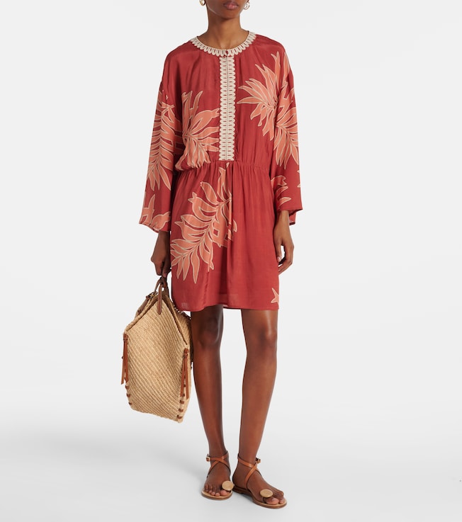 Velvet Phoebe embroidered printed minidress