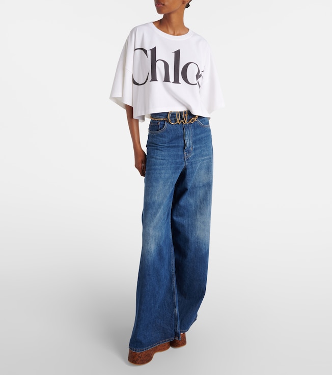 Chloé Logo cropped cotton jersey T-shirt