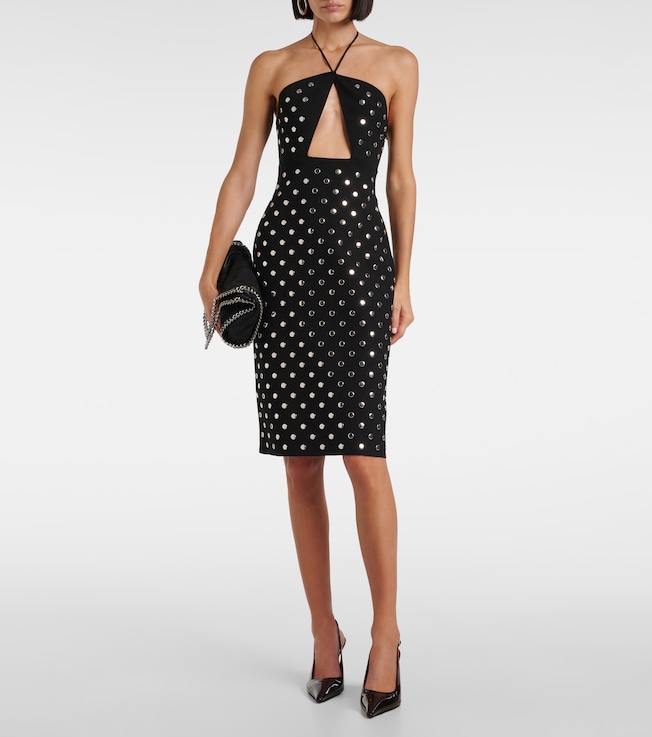 Stella McCartney Studded cutout halterneck midi dress