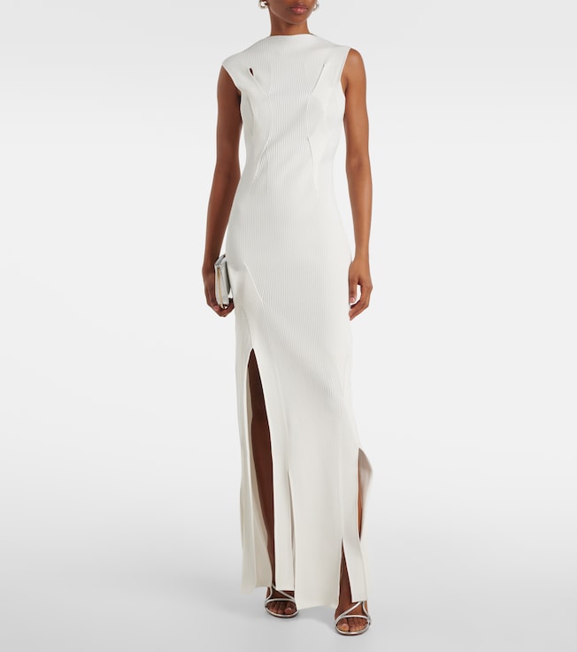 Victoria Beckham Pleated ribbed-knit gown