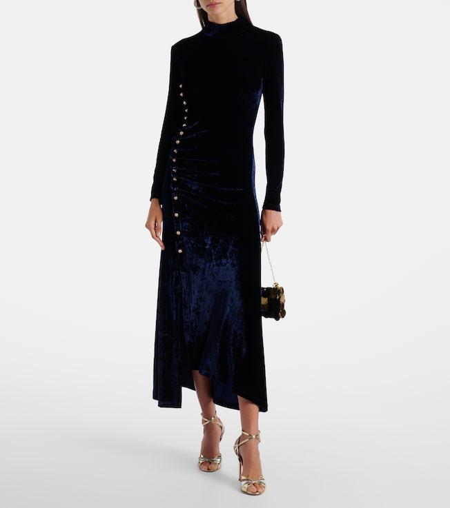 Rabanne Draped velvet midi dress