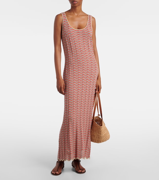 rixo knitted dress Rixo Iris Crochet-Knit Midi Dress In Gold - 50% Off