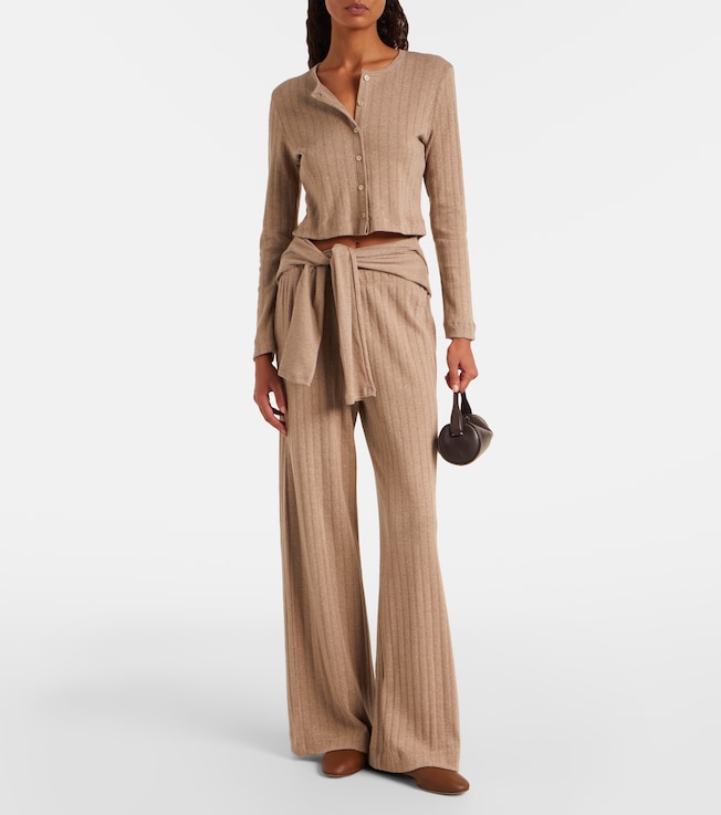 LESET Pointelle cotton wide-leg pants