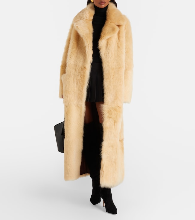 NOUR HAMMOUR Evita Long shearling coat