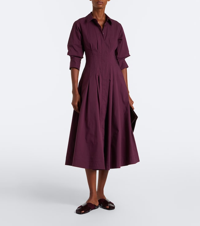 SIMKHAI Jazz pleated cotton poplin shirt dress
