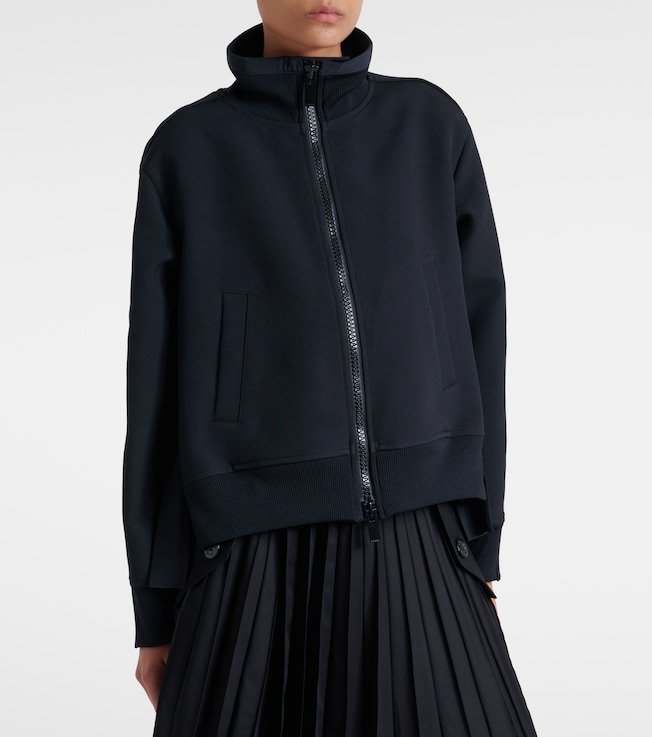 Sacai Paneled twill zip-up sweatshirt