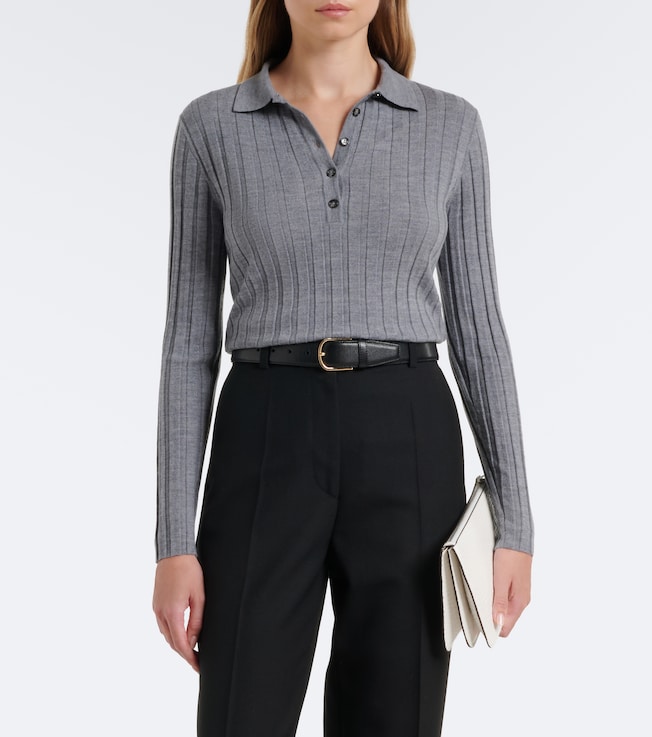 Jardin des Orangers Ribbed-knit virgin wool polo sweater