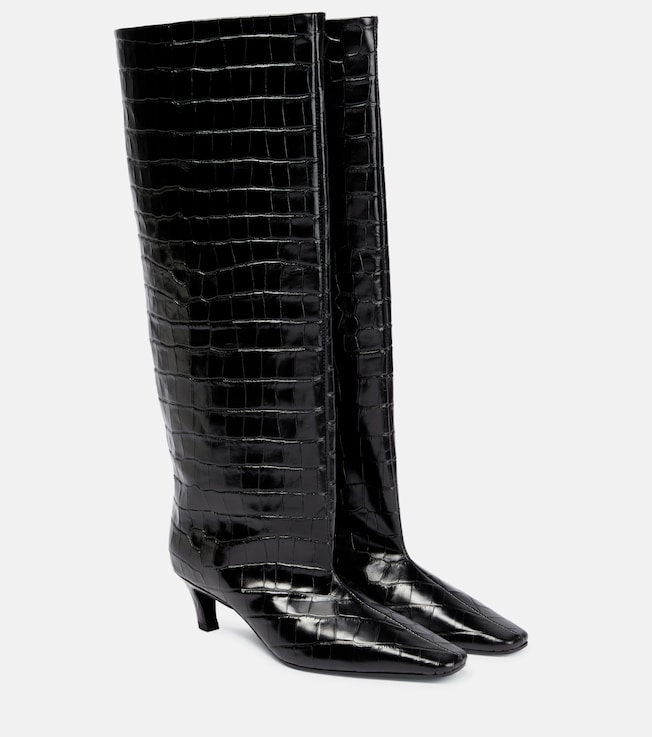TOTEME Croc-effect leather knee-high boots