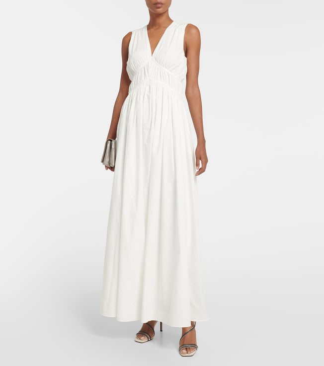 Brunello Cucinelli Ruched cotton maxi dress