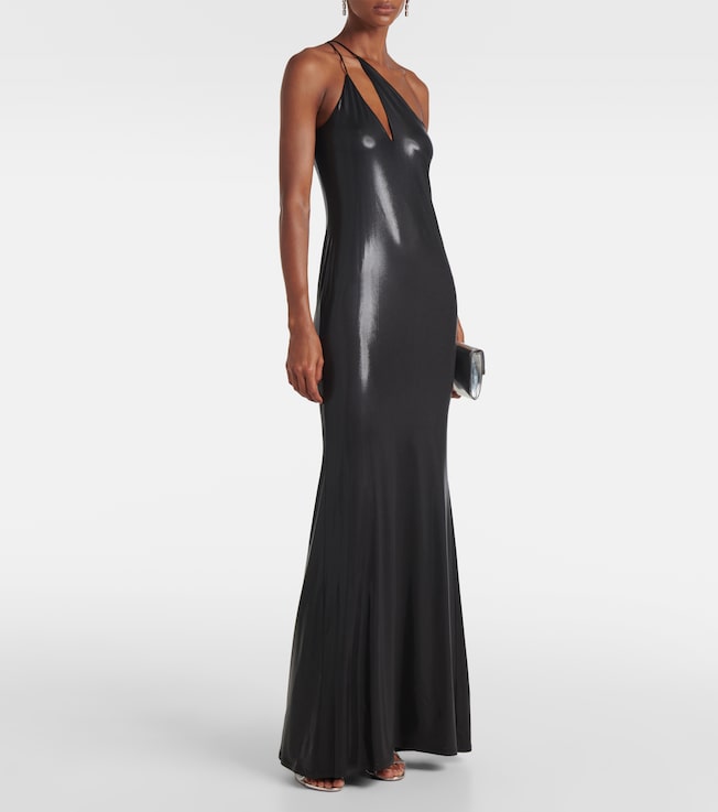 The Sei One-shoulder metallic jersey gown